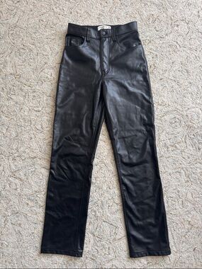 Abercrombie & Fitch Faux Leather Straight Leg Pants High-waisted